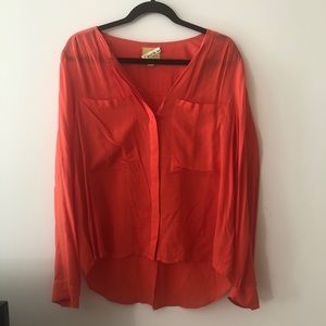 Orange, coral-ish long sleeve top